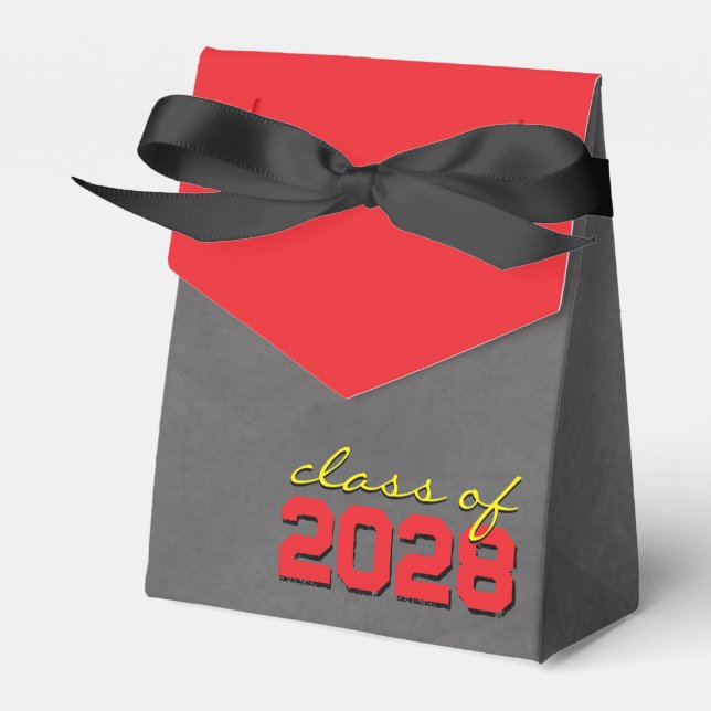 Red & Yellow Chalkboard Graduation Gift Boxes (Front Side)