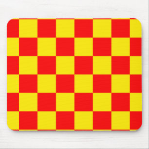 Red Yellow Check Chequered Pattern Design  Mouse Mat