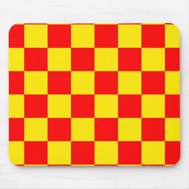 Red Yellow Check Chequered Pattern Design  Mouse Mat (Front)