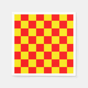 Red Yellow Check Chequered Pattern Design  Napkin