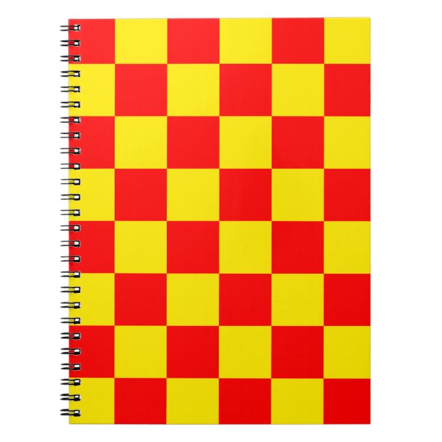 Red Yellow Check Chequered Pattern Design  Notebook (Front)