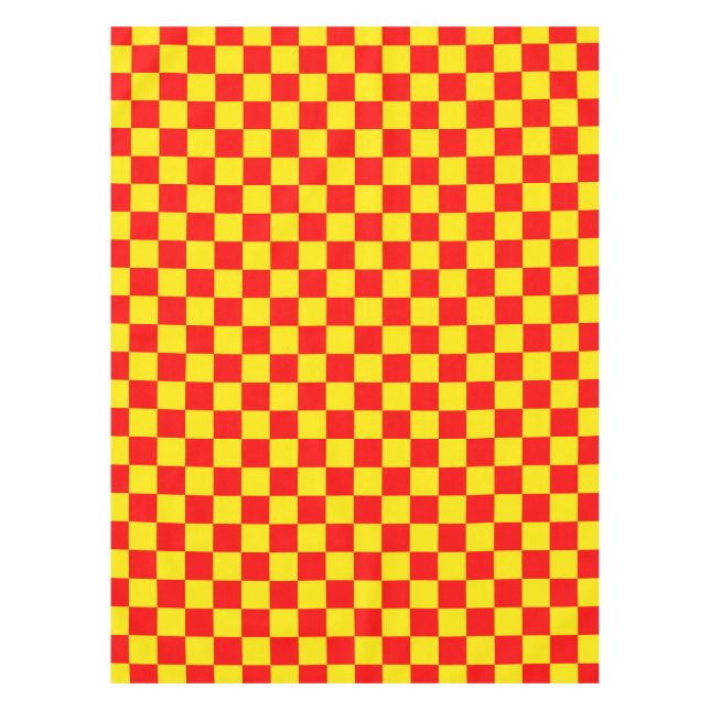 Red Yellow Check Chequered Pattern Design  Tablecloth (Front)