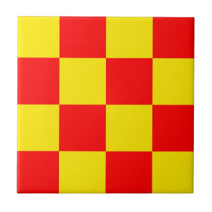 Red Yellow Check Chequered Pattern Design Tile
