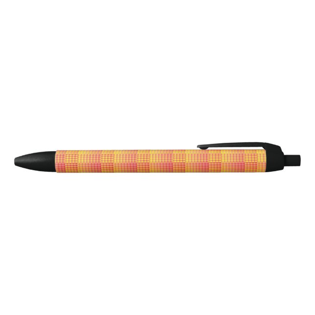 Red Yellow Checker Abstract Pattern Black Ink Pen (Top)