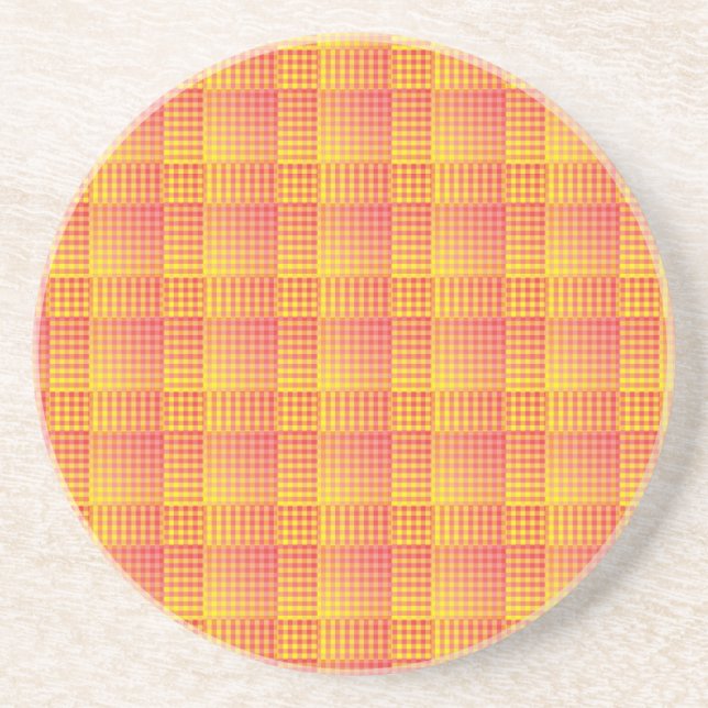 Red Yellow Checker Abstract Pattern Coaster (Front)