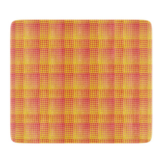 Red Yellow Checker Abstract Pattern Cutting Board (Front)