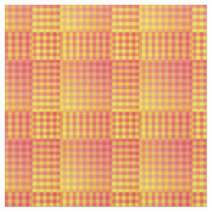 Red Yellow Checker Abstract Pattern Fabric