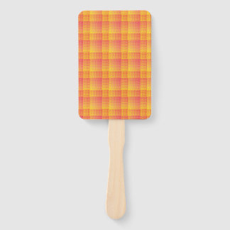 Red Yellow Checker Abstract Pattern Hand Fan