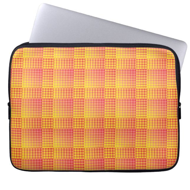 Red Yellow Checker Abstract Pattern Laptop Sleeve (Front)
