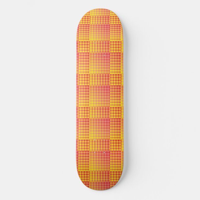 Red Yellow Checker Abstract Pattern Skateboard (Front)