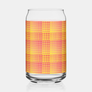 Red Yellow Chequered Abstract Pattern Can Glass