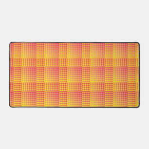 Red Yellow Chequered Abstract Pattern Desk Mat
