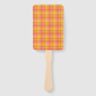 Red Yellow Chequered Abstract Pattern Hand Fan