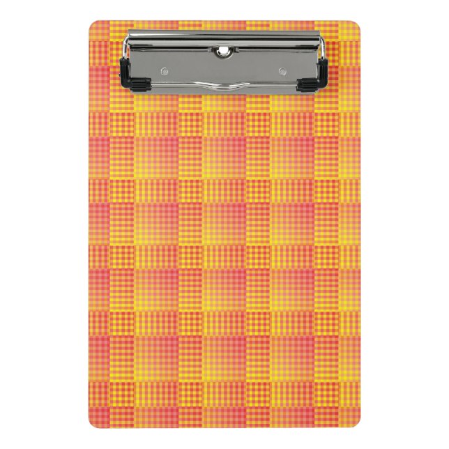 Red Yellow Chequered Abstract Pattern Mini Clipboard (Front)