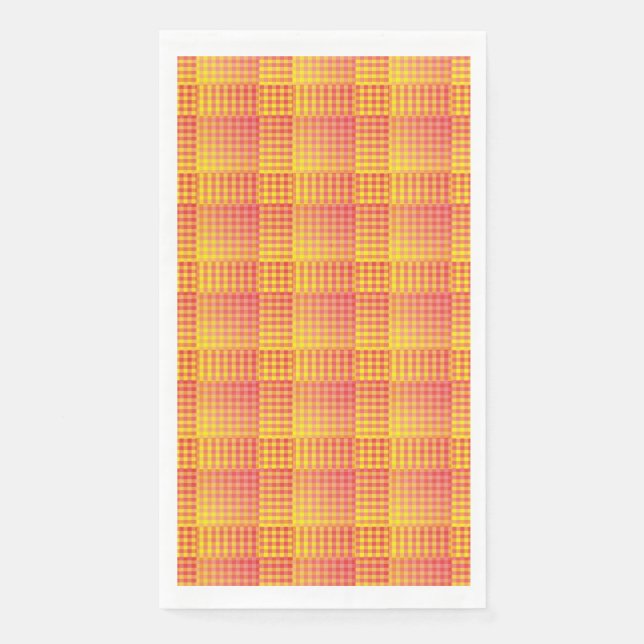Red Yellow Chequered Abstract Pattern Napkin (Front)