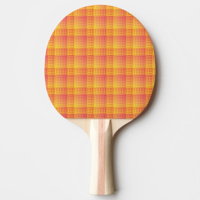 Red Yellow Chequered Abstract Pattern Ping Pong Paddle (Front)