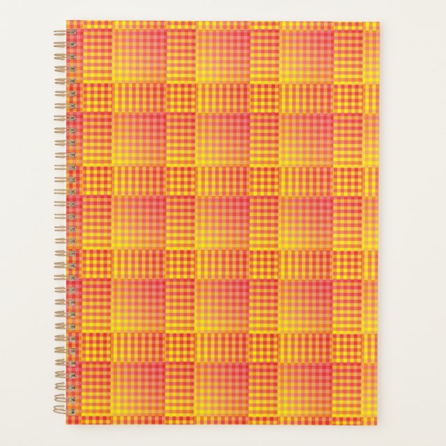Red Yellow Chequered Abstract Pattern Planner (Front)