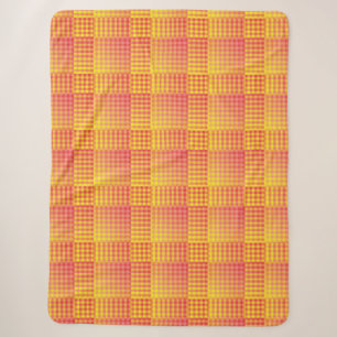Red Yellow Chequered Abstract Pattern Sherpa Blanket