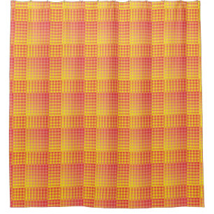 Red Yellow Chequered Abstract Pattern Shower Curtain