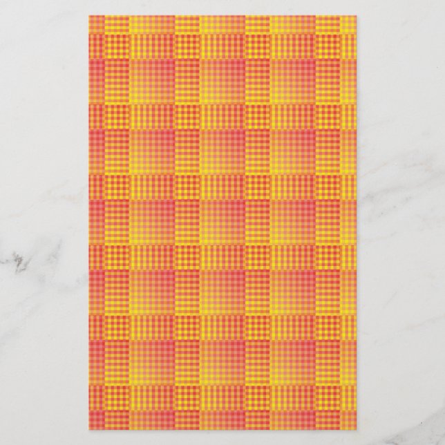 Red Yellow Chequered Abstract Pattern Stationery (Front)