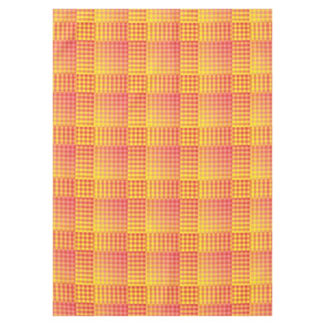 Red Yellow Chequered Abstract Pattern Tablecloth (Front)