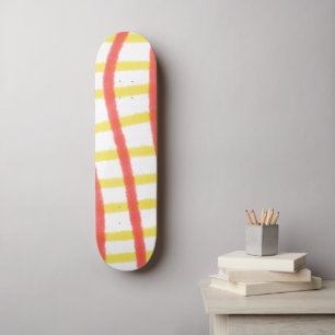 Red yellow chequered board lines square pattern skateboard