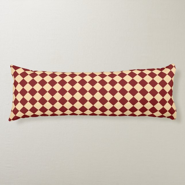 Red Yellow Chequered Diamond Pattern  Body Cushion (Front)