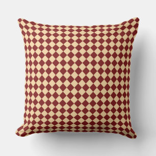 Red Yellow Chequered Diamond Pattern Cushion