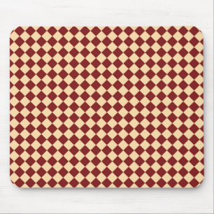 Red Yellow Chequered Diamond Pattern Mouse Mat