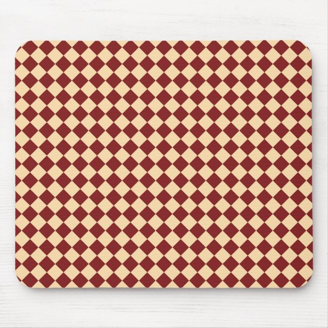 Red Yellow Chequered Diamond Pattern  Mouse Mat (Front)