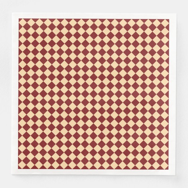 Red Yellow Chequered Diamond Pattern  Napkin (Front)