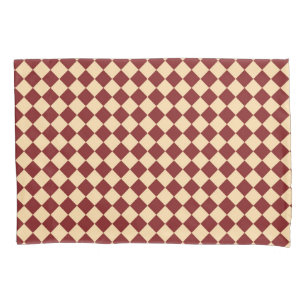Red Yellow Chequered Diamond Pattern  Pillowcase