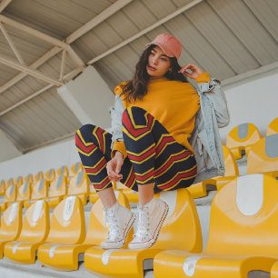 Red Yellow Chevrons Capri Leggings