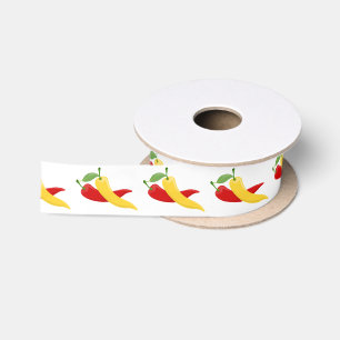 Red Yellow Chilli Peppers Thunder_Cove Satin Ribbon
