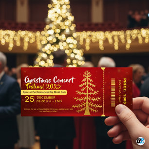 Red Yellow Christmas Concert Entry Ticket