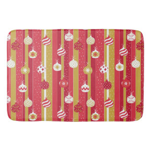 Red Yellow Christmas Tree Ornaments Bath Mat