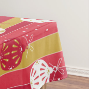 Red Yellow Christmas Tree Ornaments Tablecloth