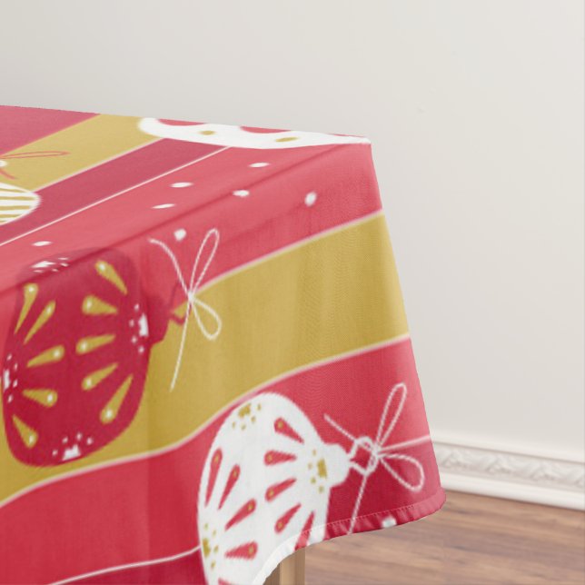 Red Yellow Christmas Tree Ornaments Tablecloth (In Situ)