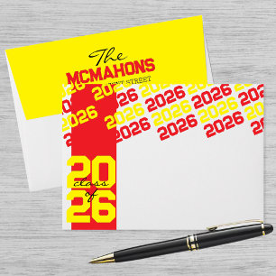 Red & Yellow Class of + Address Graduation Envelope