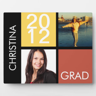 Red yellow colour block class year graduation plaque