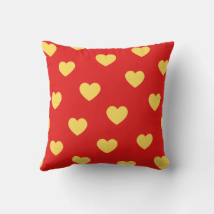 Red Yellow Cosy Shine Modern Romantic Chic Heart  Cushion