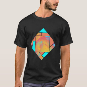Red Yellow Cyan Smoke Modern Geometry Pattern T-Shirt