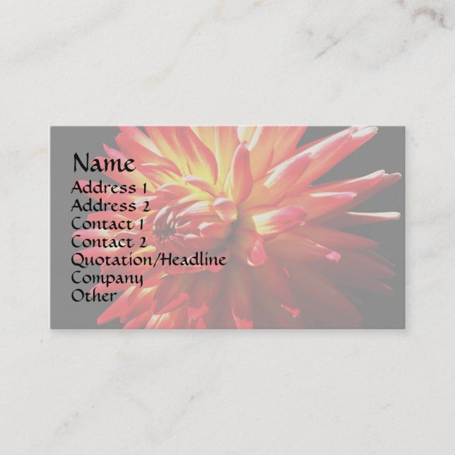 Red Yellow Dahlia Floral Business Card (Front)