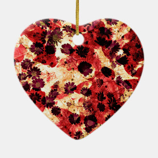 Red yellow daisy flower pattern abstract design ceramic tree decoration