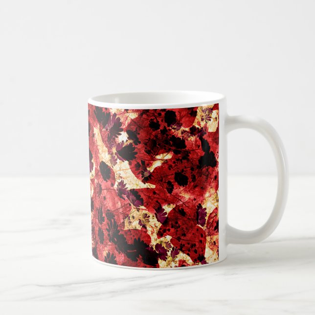 Red yellow daisy flower pattern abstract design coffee mug (Right)