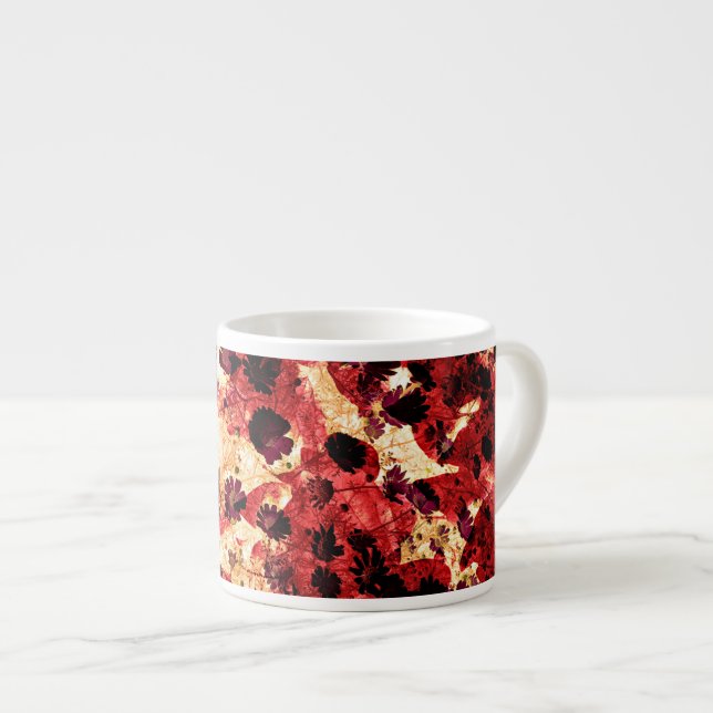 Red yellow daisy flower pattern abstract design espresso cup (Front Right)