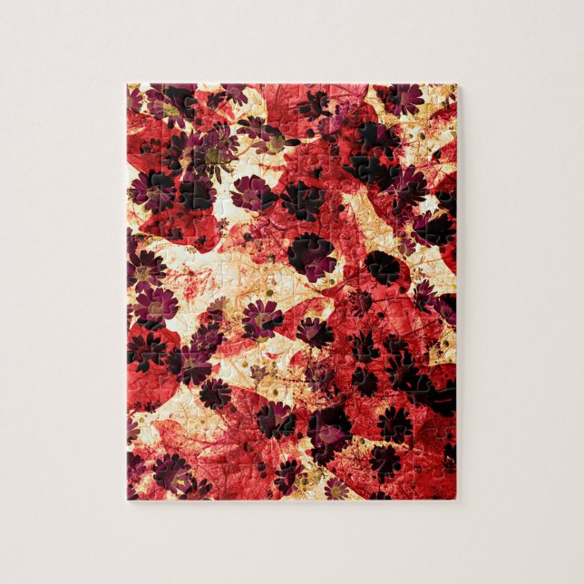 Red yellow daisy flower pattern abstract design jigsaw puzzle (Vertical)