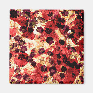 Red yellow daisy flower pattern abstract design magnet