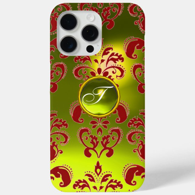RED YELLOW DAMASK GEMSTONE MONOGRAM Floral Case-Mate iPhone Case (Back)