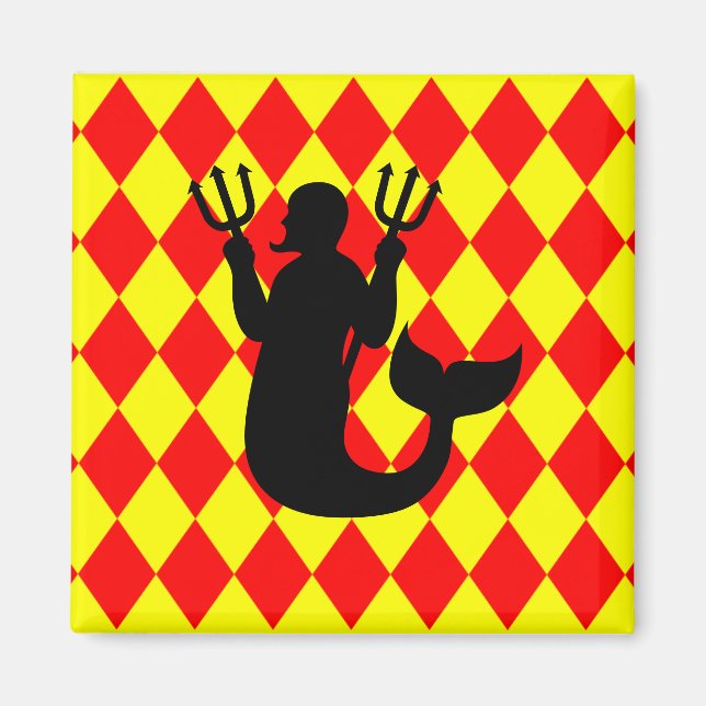 Red & Yellow Diamonds Merman Magnet (Front)